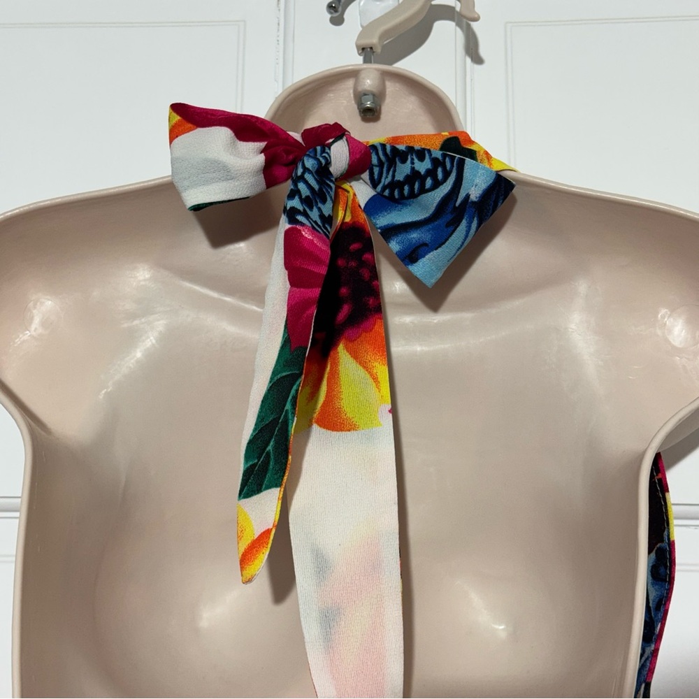 Zaful Tropical Floral Halter Romper Backless Beach Vacation Small - Picture 5 of 7